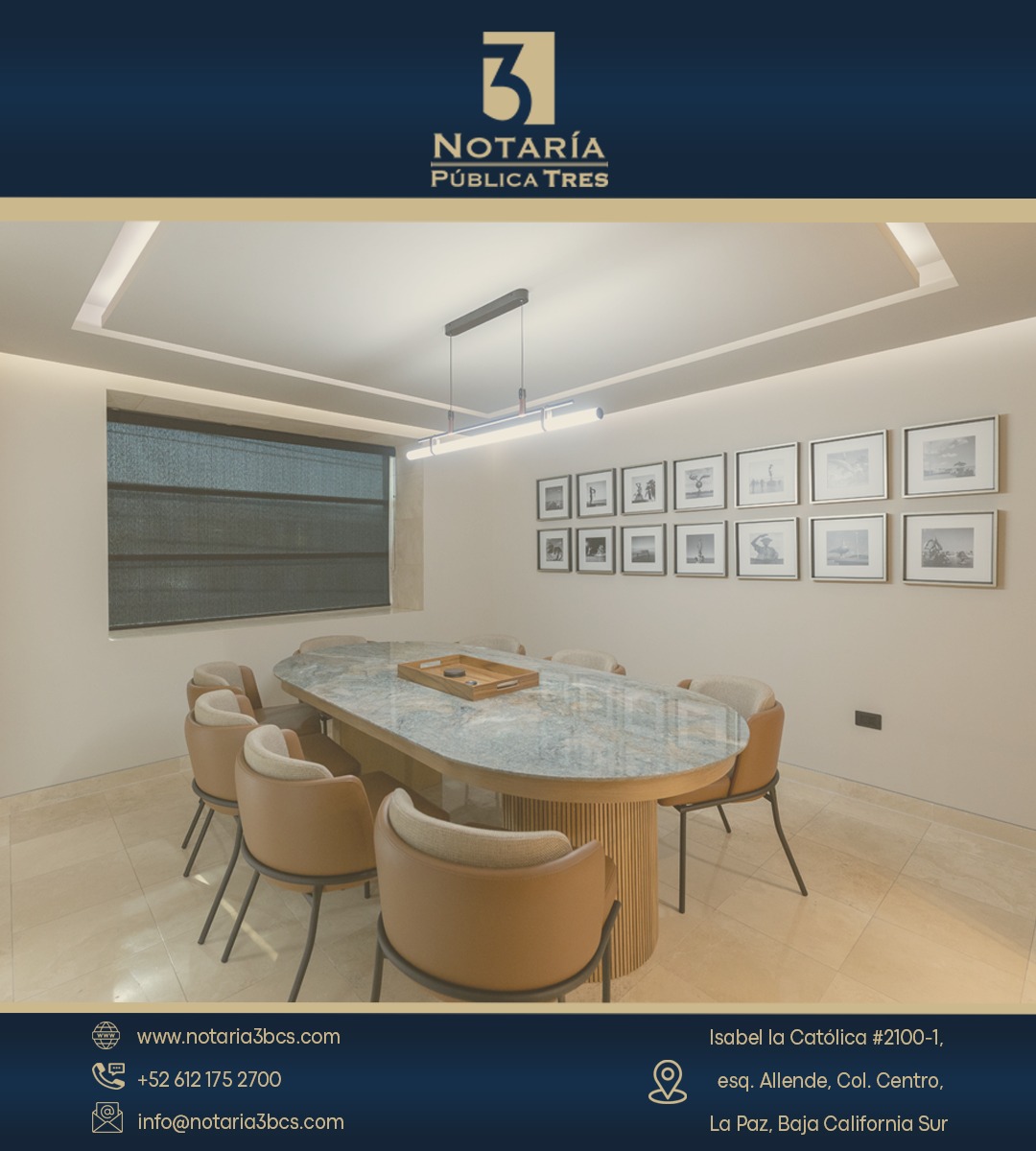 🔏 Tu patrimonio no se deja al azar. Se protege con certeza legal.

En Notaría 3 BCS te guiamos paso a paso para que tomes decisiones seguras, sin complicaciones.

Te apoyamos en:
✔️ Compraventas
✔️ Poderes notariales
✔️ Testamentos
✔️ Sucesiones
✔️ Constitución de empresas
✔️ Y más

👩‍⚖️ Asesoría clara, actualizada y confiable en La Paz.

📍 Centro, La Paz
📞 612 175 2700

Tu tranquilidad empieza con un trámite bien hecho.

#Notaría3BCS #SeguridadJurídica #PatrimonioSeguro #LaPazBCS