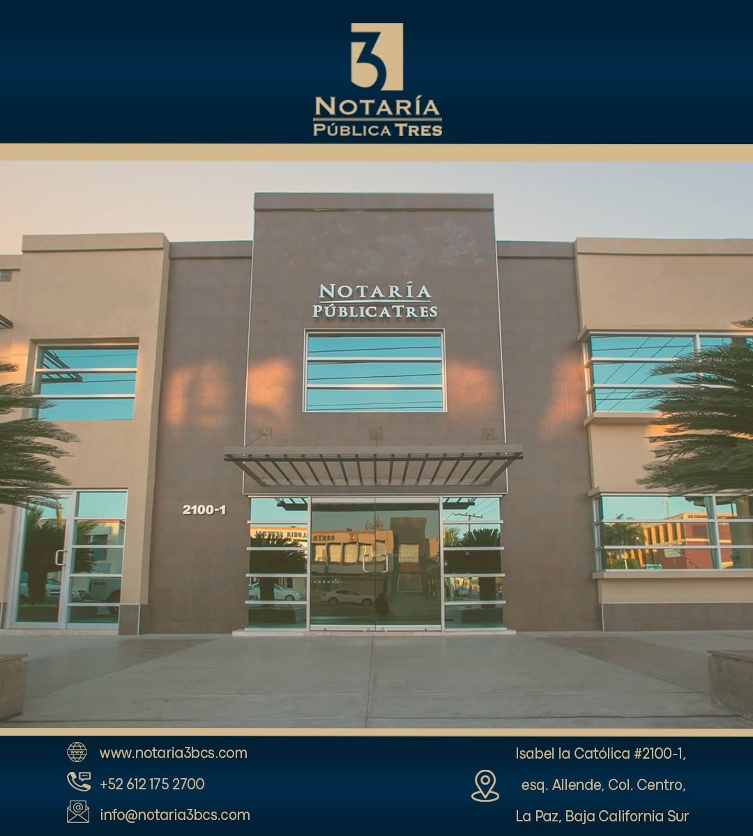 🔏 En Notaría 3 BCS te acompañamos en cada etapa de tus trámites legales, brindándote atención clara, profesional y confiable.
✔️ Compraventas
✔️ Poderes notariales
✔️ Testamentos
✔️ Sucesiones
✔️ Constitución de empresas
✔️ Y más
Nuestro equipo está preparado para orientarte con seguridad jurídica y atención personalizada en La Paz, B.C.S.
📍 Isabel La Católica 2100-1, Centro, La Paz
📞 612 175 2700
🌐 notaria3bcs.com
#Notaría3BCS #LaPazBCS #ServiciosNotariales #SeguridadJurídica #Testamentos #PoderesNotariales #Compraventa #Sucesiones #PatrimonioSeguro